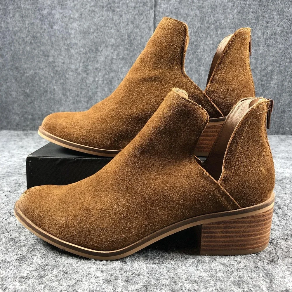 Steve Madden Boots Womens Size 8 Tan Lancaster Suede Cutout Booties‎ LANCC3S1